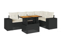 Salon de jardin 6 pièces avec coussins noir résine tressée EEGW76268