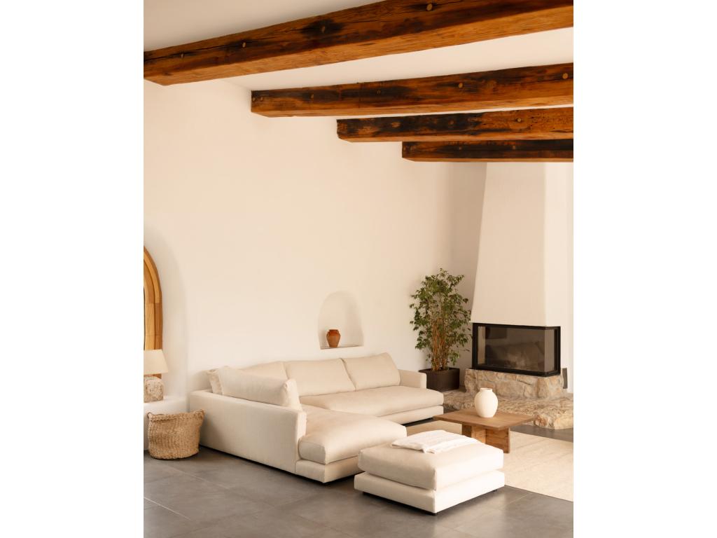Canapé 3/4 places d'angle gauche couleur blanc cassé de 275cm ZBMD81833