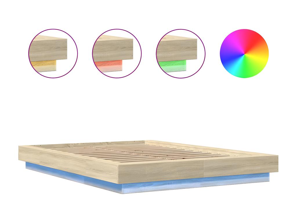 Cadre de lit avec Boislisères LED sans matelas140x190 cm VKQF94073
