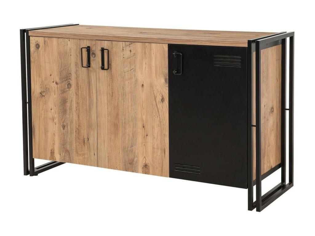 Buffet Boislis Buffet du salon Commode de salon Garde-manger de cuisine 140x45h80 cm Chêne et Noir RMFK95608
