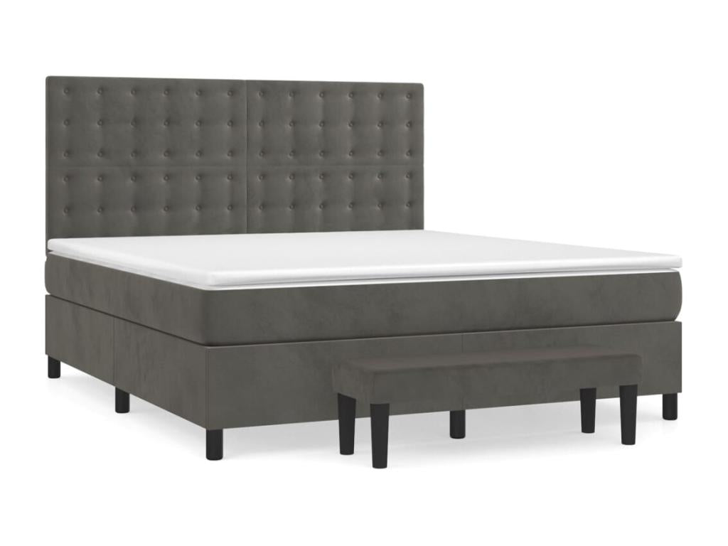 Lit à sommier tapissier et matelas Gris foncé 180x200cm Velours BSLS29355