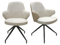 Lot de 2 chaises rotatives 180 tissu chiné et simili beige - Boislis CMZV35633