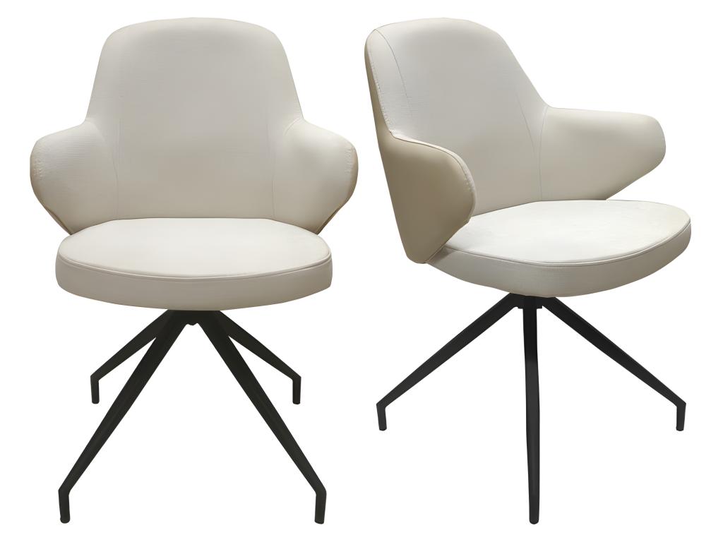Lot de 2 chaises rotatives 180 tissu chiné et simili beige - Boislis CMZV35633