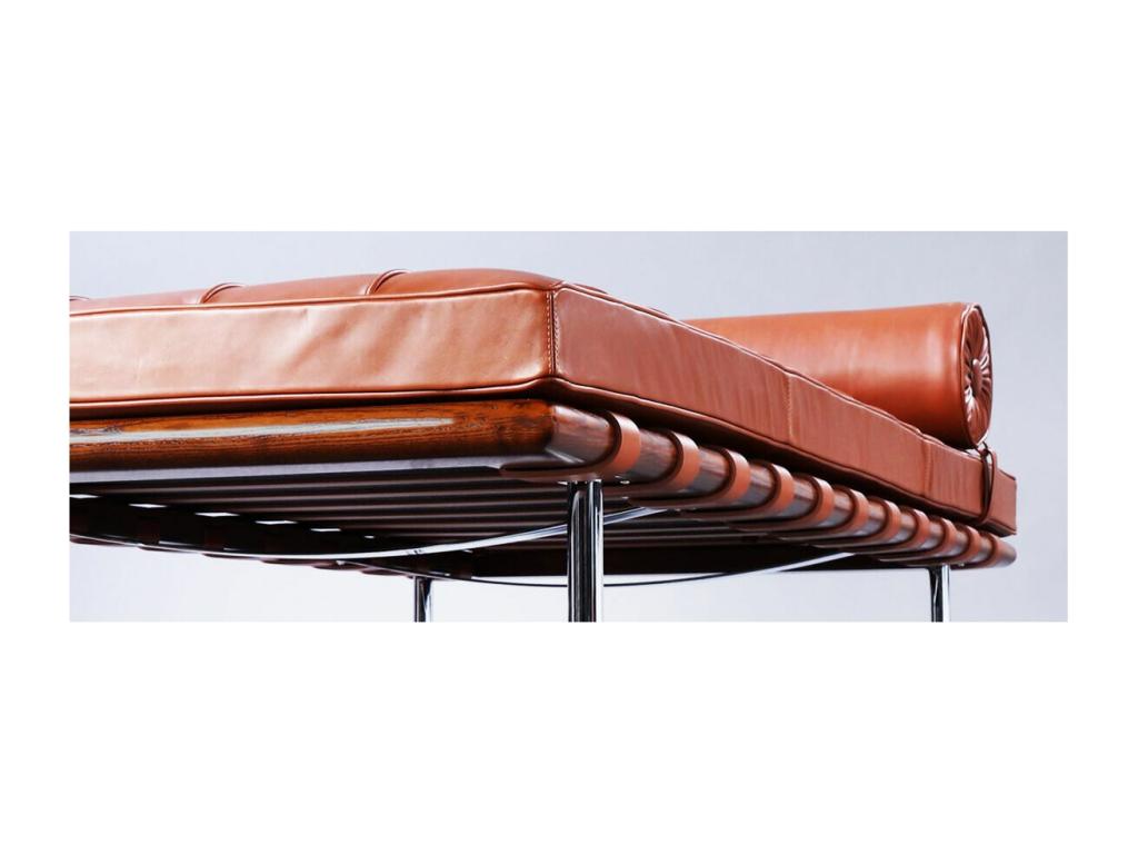 Méridienne design cuir marron capitonné Boislis KCZY54127