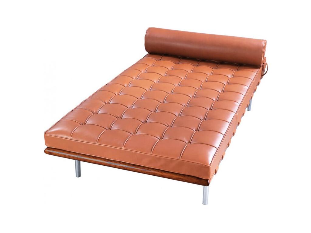 Méridienne design cuir marron capitonné Boislis KCZY54127