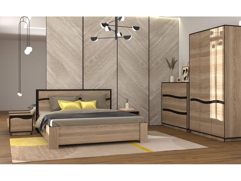 Lit Adulte Design Boislis 160x200cm Chêne Clair BXJJ09227