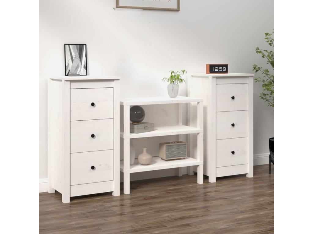 Buffets 2 pcs blanc 40x35x80 cm bois massif de pin BVSU42750
