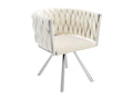 Lot de 2 chaises pivotantes en velours avec accoudoirs - pieds en métal argenté - Beige JWDL54246