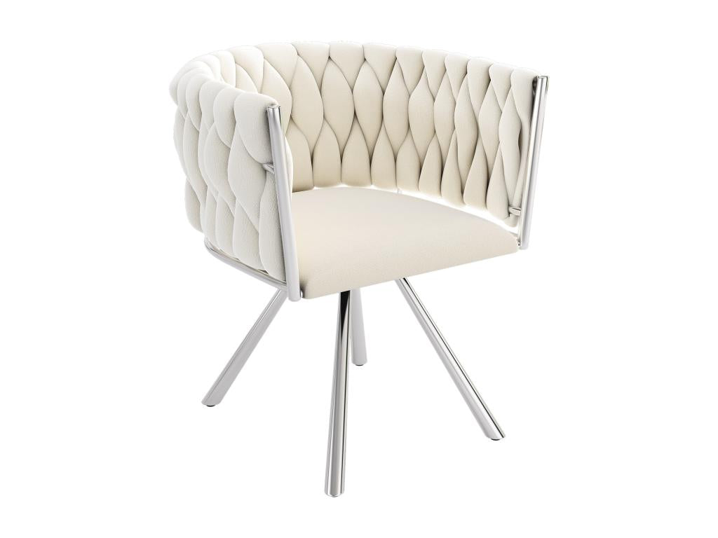 Lot de 2 chaises pivotantes en velours avec accoudoirs - pieds en métal argenté - Beige JWDL54246