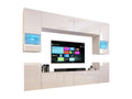 Ensemble de meubles de salon blanc suspendus collection Boislis XXVII- 240cm 8 meubles leds modulables. CERL97160