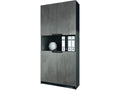 Armoire de rangement avec 5 compartiments et 4 portes noir mat/aspect béton foncé 82x184x37 cm KZYM74291