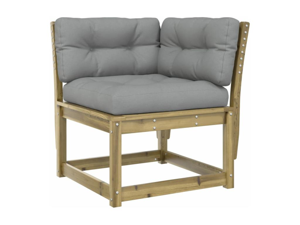 Salon de jardin 4 pcs avec coussins bois de pin imprégné YSAX03886