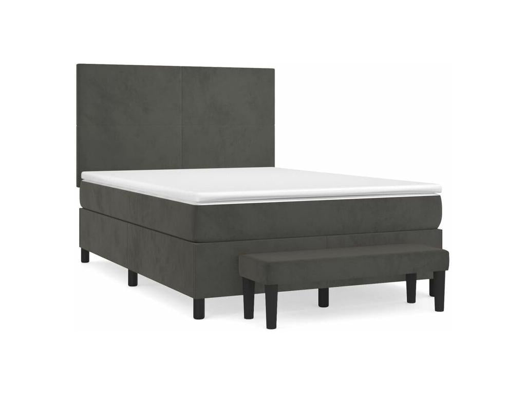 Sommier à Boislis de lit et matelas Gris foncé 140x200 Velours YQUK56808