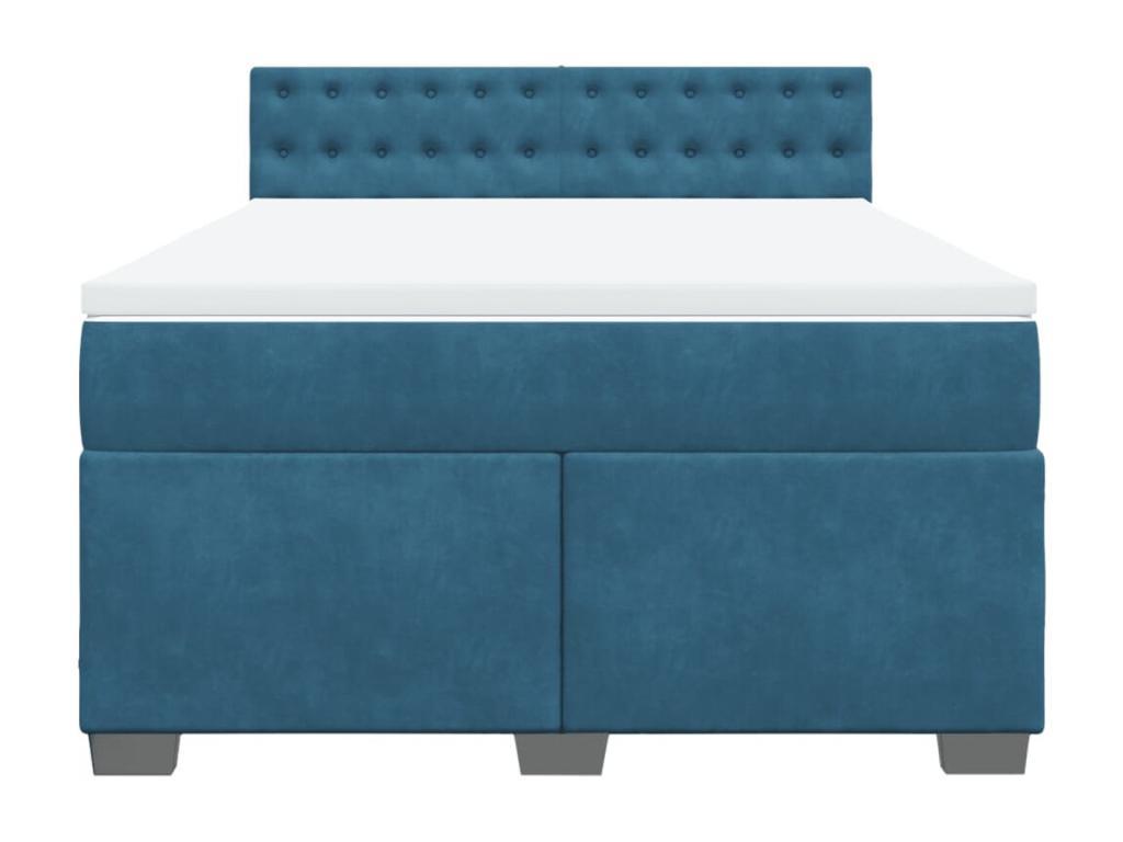 Sommier à Boislis de lit et matelas bleu 160x200 cm velours OWUJ99703