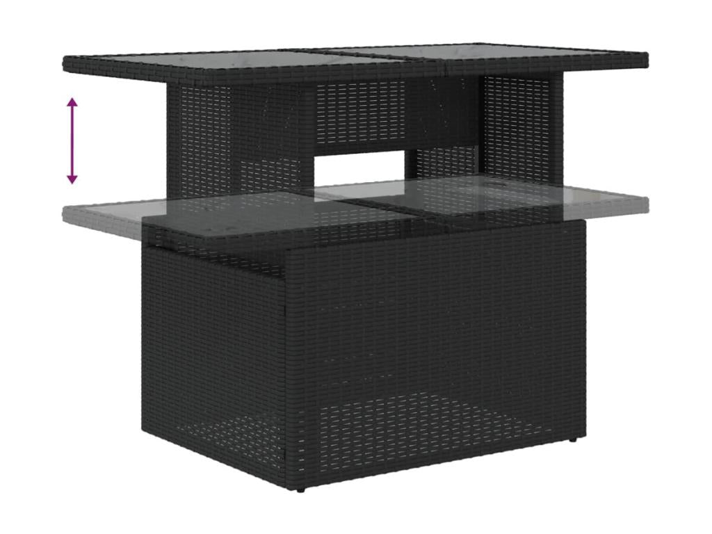 Salon de jardin 10 pcs avec coussins noir résine tressée ZOKC76346