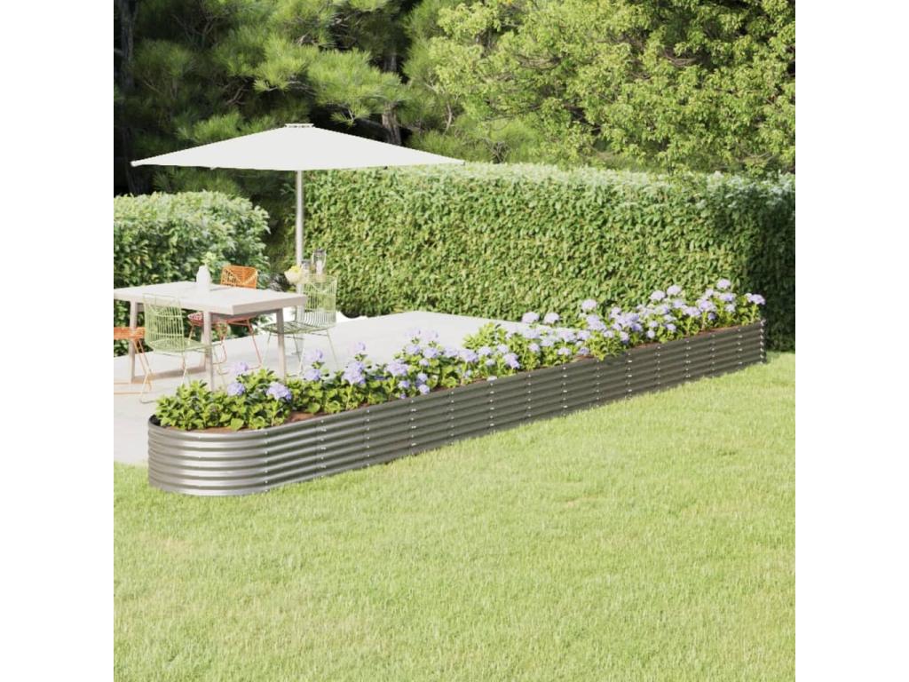 Lit surélevé de jardin Acier enduit de poudre Argenté BDFG46080