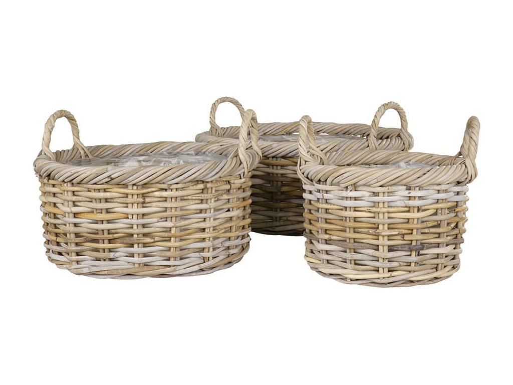 Boislis - Lot de 3 Panières en Boislis et Rotin Doublure Plastique Intérieure CGOW27381