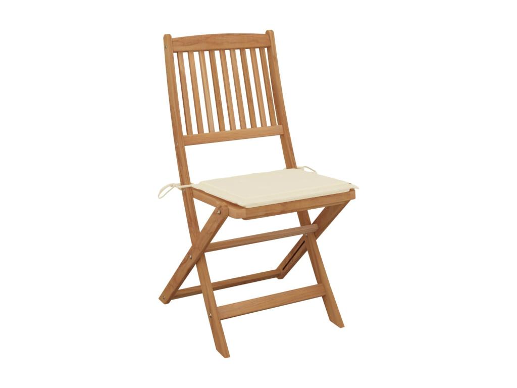 Chaises pliables de jardin lot de 6 avec coussins Bois d'Boislis XYLX24165