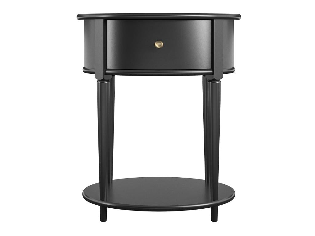 Table d'appoint avec 1 tiroir en MDF noir OMXQ55982