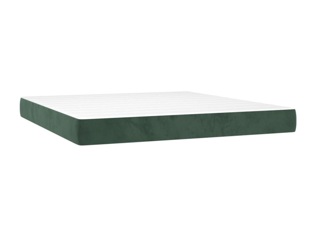 Sommier à Boislis de lit avec matelas LED Vert foncé 160x200 cm QPTF31756