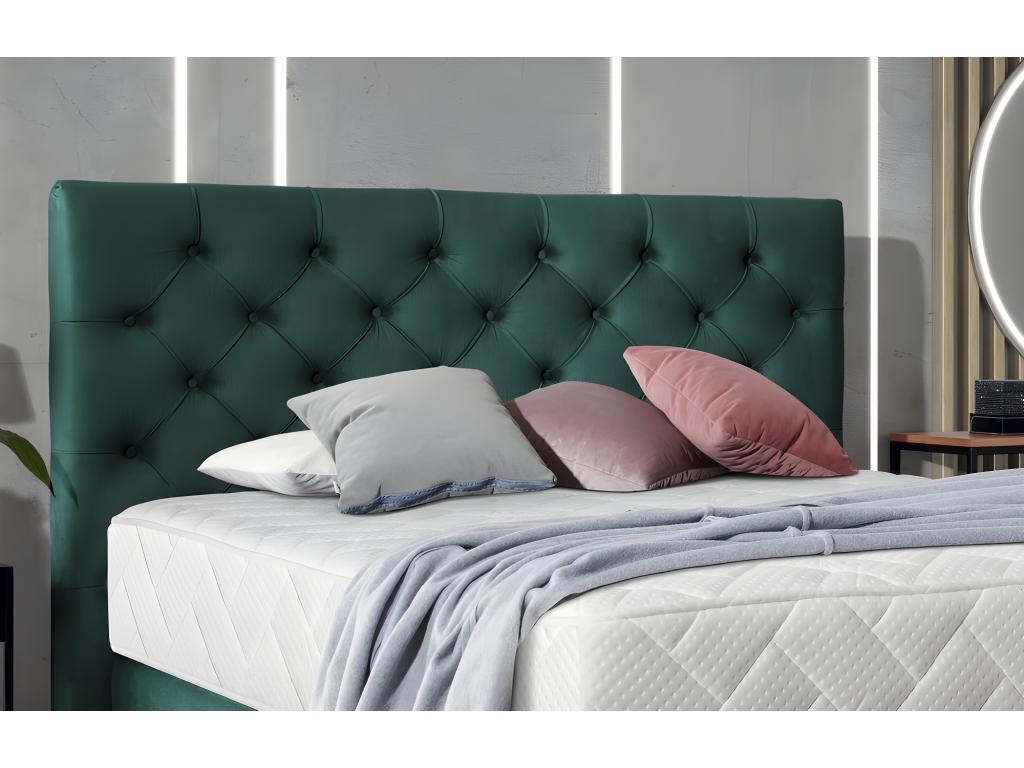 Ensemble lit sommier matelas - velours vert foncé - 140x200 cm - Boislis BHJE68786
