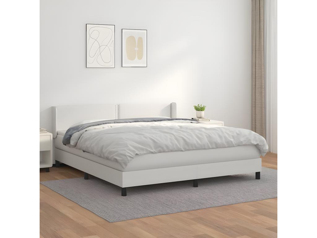 Sommier à Mobenze de lit avec matelas Blanc 160x200 Similicuir HUIW63961