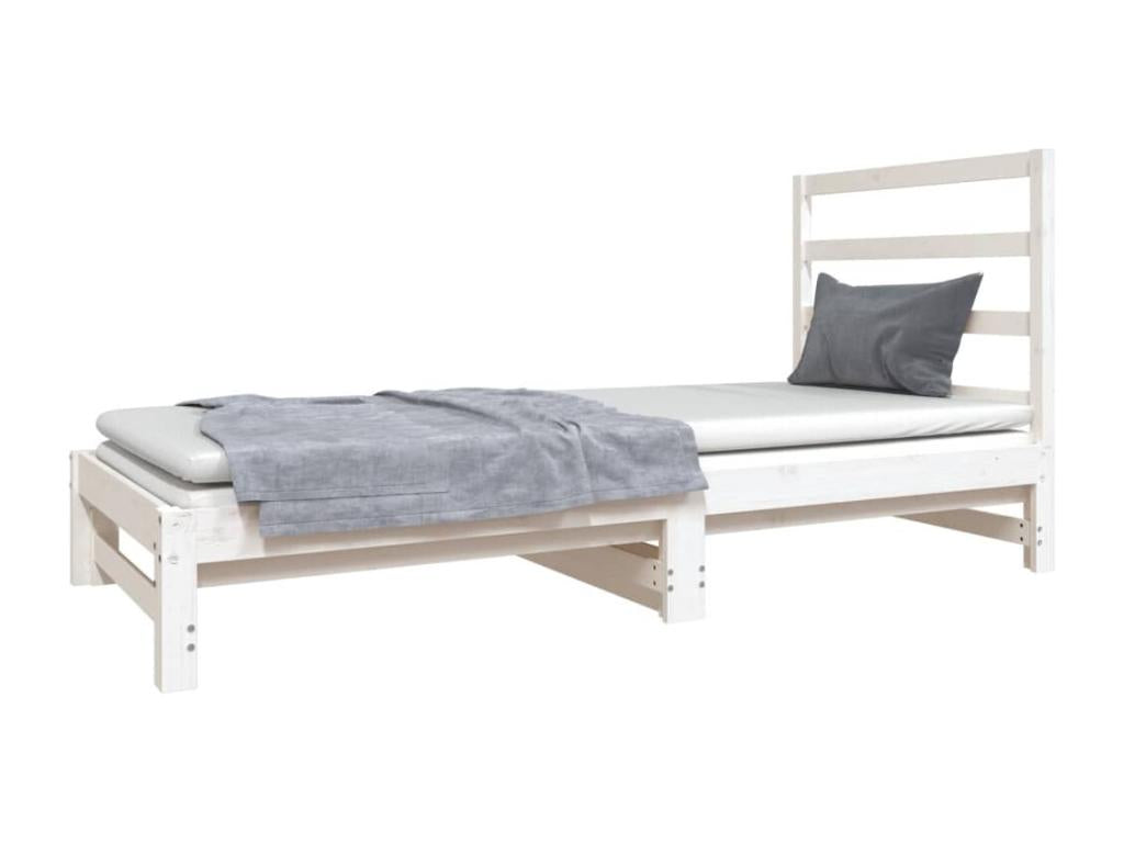 Lit coulissant sans matelas blanc 2x 90x190 cm RJLU92279