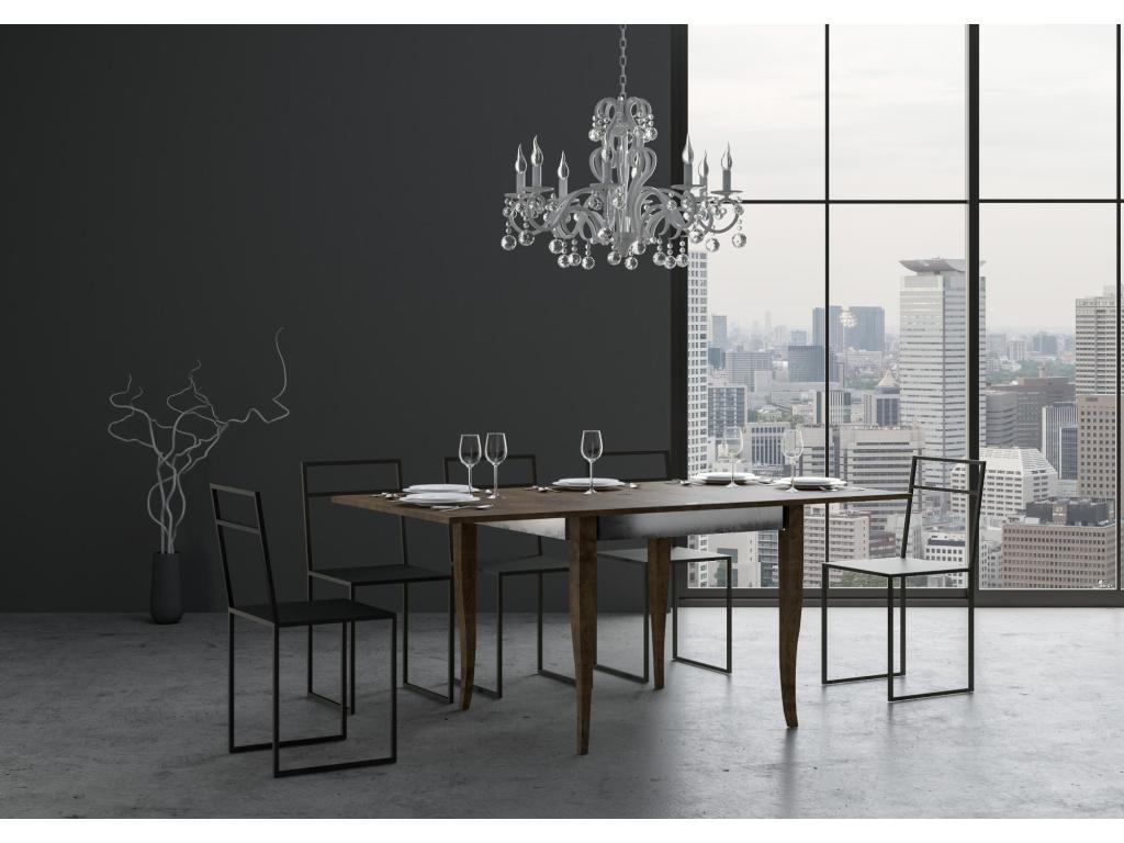 Table portefeuille extensible 90x90/180 cm Sciabola Librox Noyer cadre gris JFLM60905