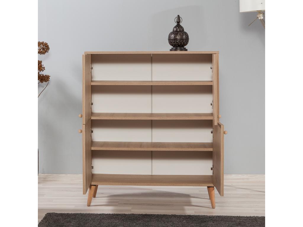 Meuble de rangement 4 portes bois clair Boislis 120 DCXG89142
