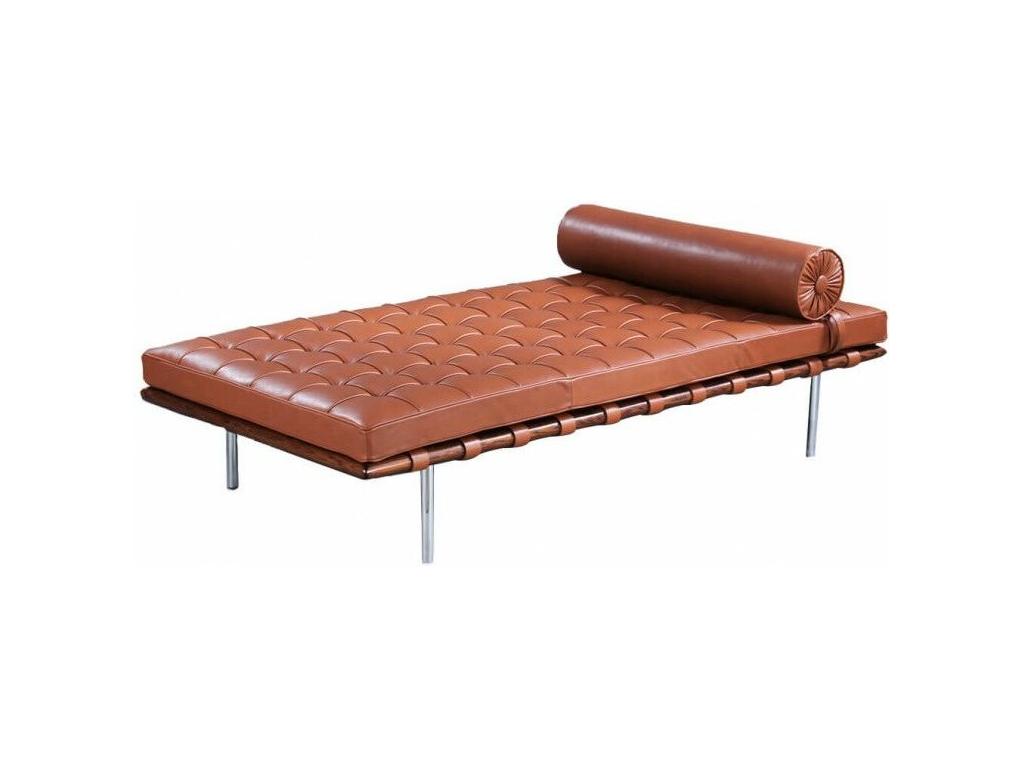 Méridienne design cuir marron capitonné Boislis KCZY54127