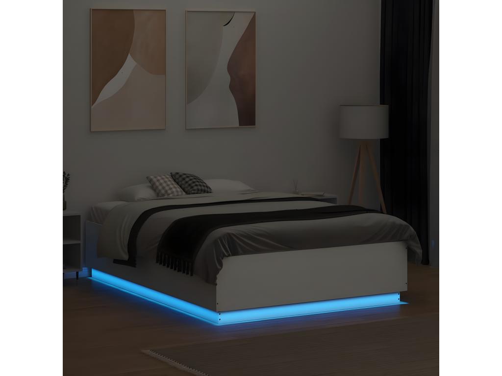 Cadre de lit avec LED sans matelas blanc 120x190 cm EFBI03710
