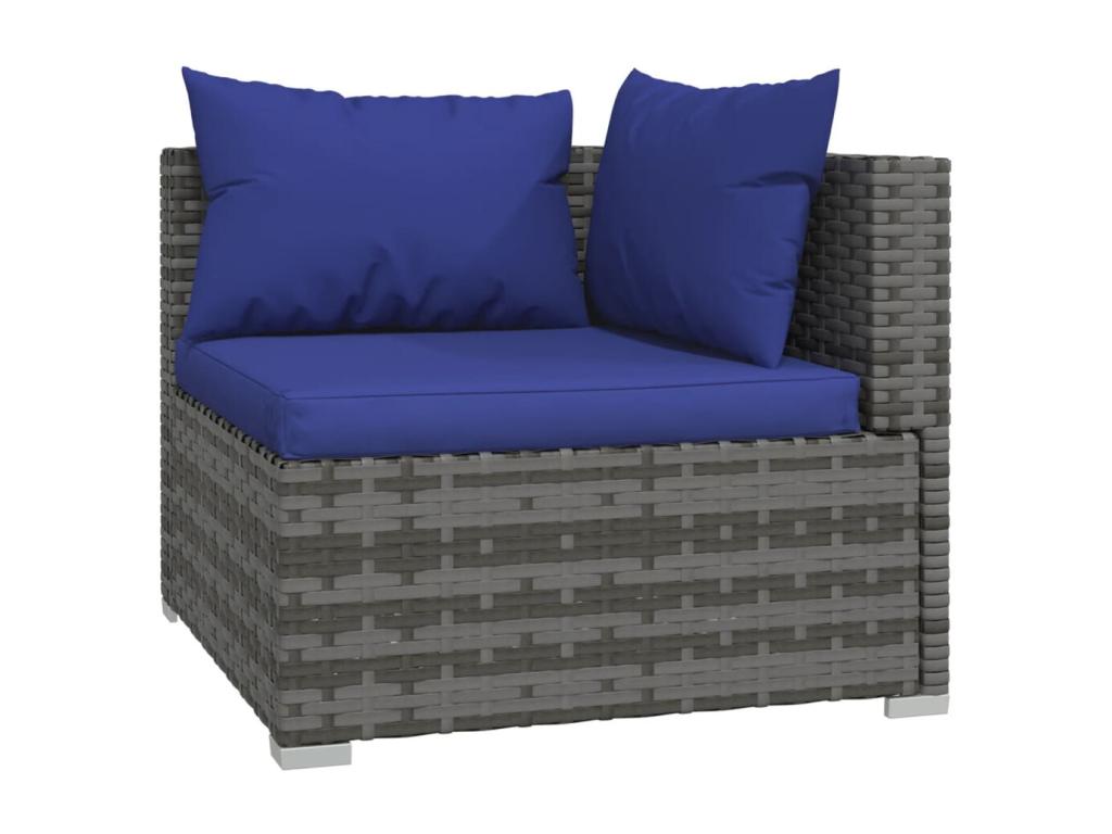 Salon de jardin 4 pcs avec coussins résine tressée gris QSLA11170