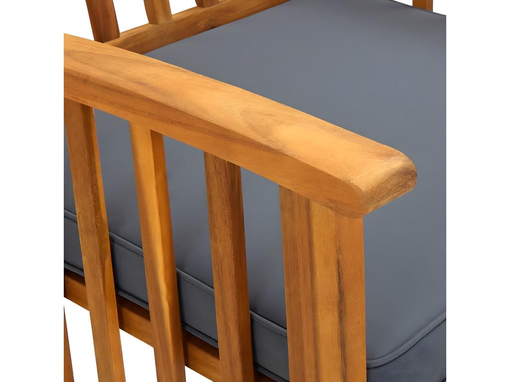 Chaises à manger de jardin lot de 2 et coussins Boislis massif UPHH20184
