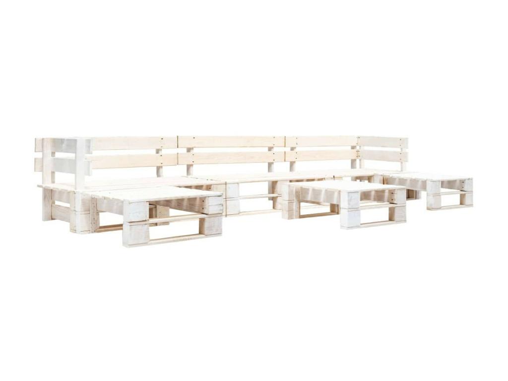 Salon de jardin palette 6 pcs Bois Blanc 11 GWII59809