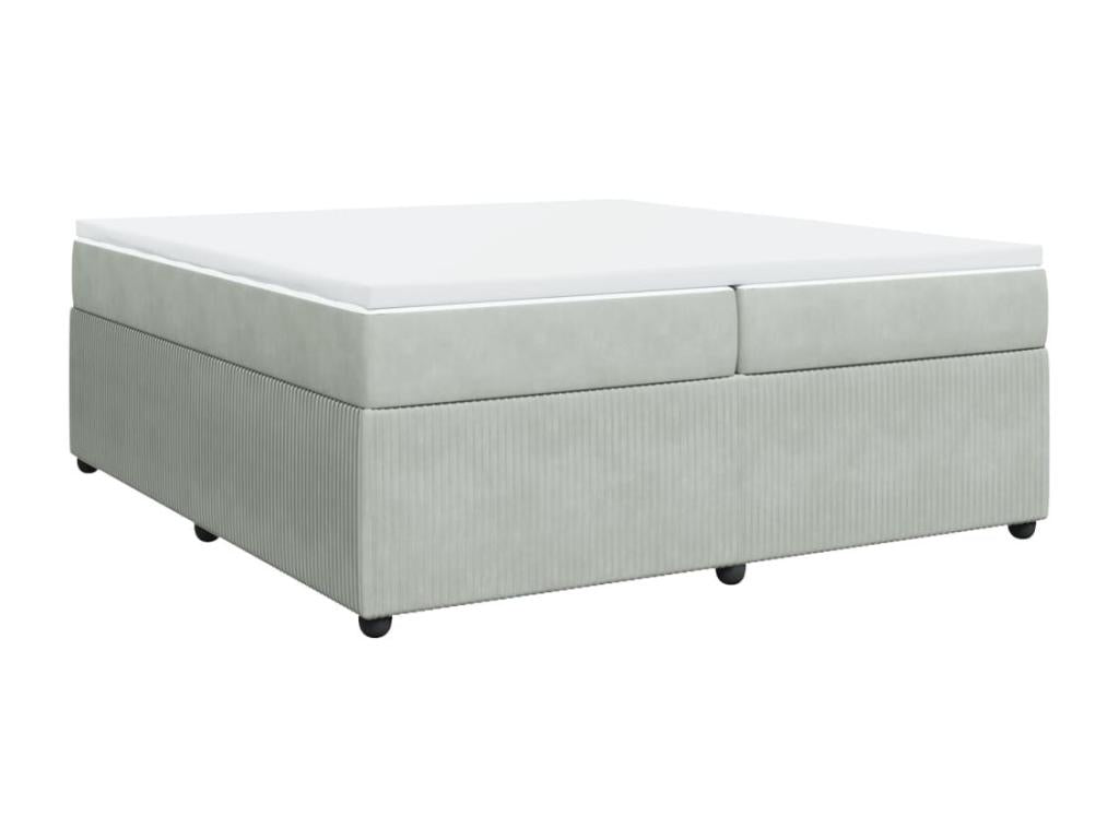 Sommier à Boislis de lit et matelas Gris clair 200x200cm Velours PFOZ10950