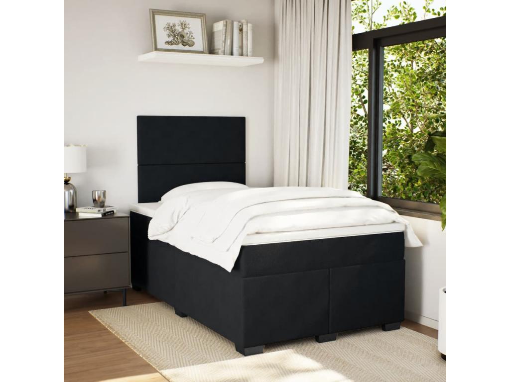 Sommier à Boislis de lit avec matelas Noir 120x200 cm Velours KYTX07148