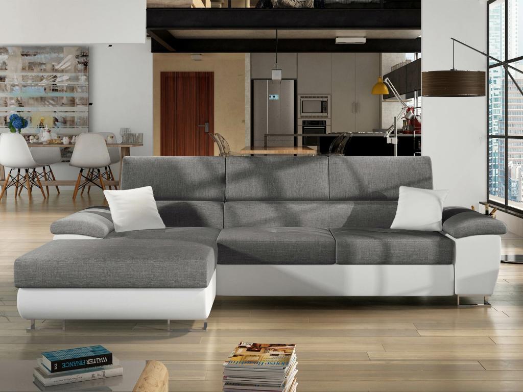 Canapé d'angle Boislis 192 Gris Fonction de couchage Boîte de literie 275x170x71cm KSCN61884