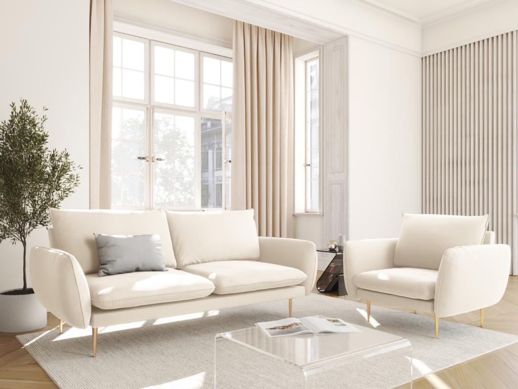 Boislis - Canapé Boislis 2 places en velours beige clair - 160x92x95cm PFFK03480