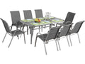 Salon de jardin textile Boislis Porto 8 personnes gris clair NXFU78295