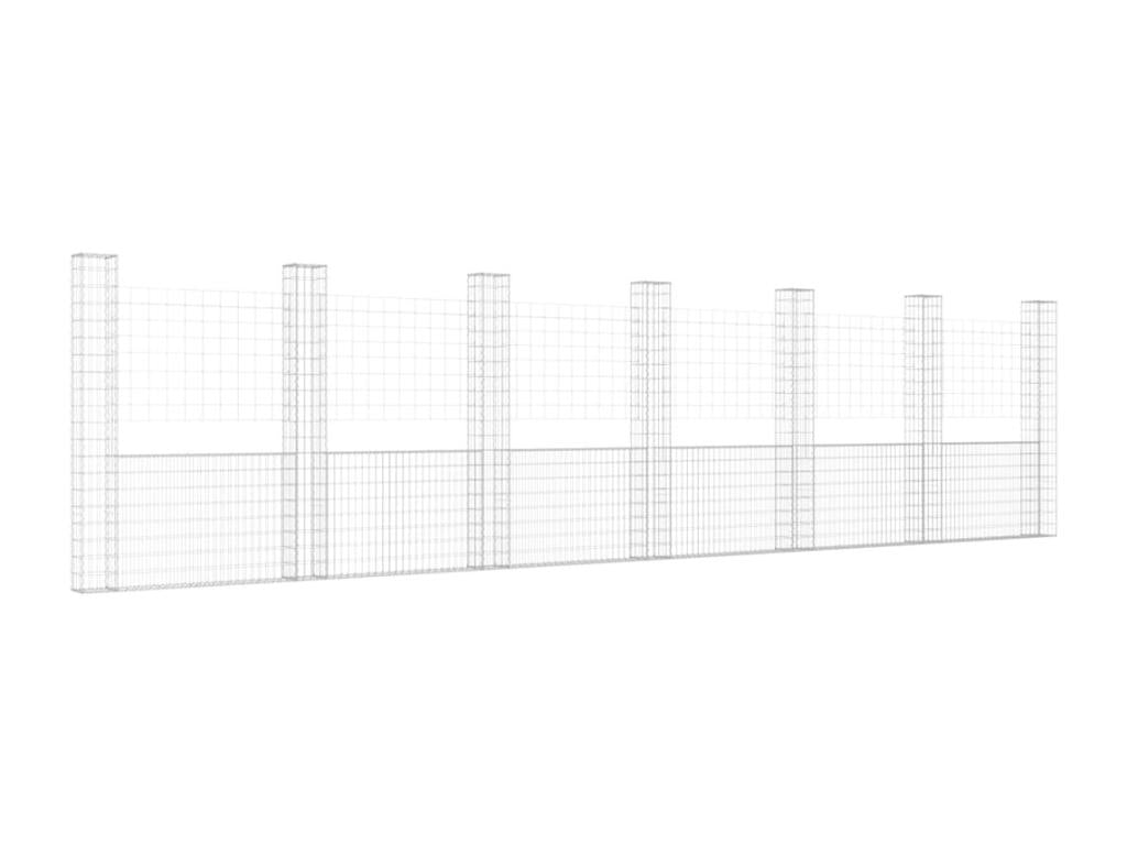 Panier de gabion en forme de U avec 7 poteaux Fer 740x20x200 PLMG34720