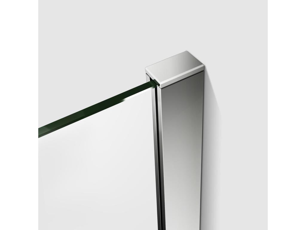 Paroi de douche fixe à l'italienne 130x200cm - 10mm verre trempé anticalcaire - Avec barre de fixation 73-120cm en carré PCTN54908