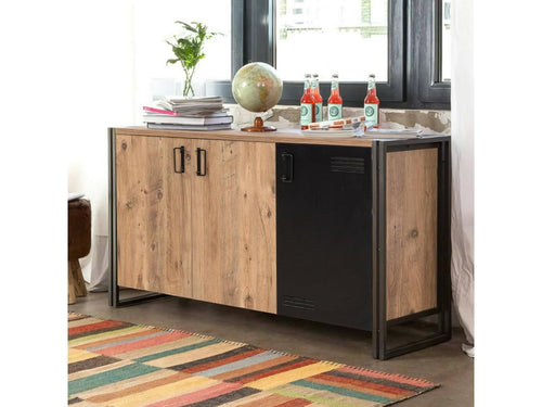 Buffet Boislis Buffet du salon Commode de salon Garde-manger de cuisine 140x45h80 cm Chêne et Noir RMFK95608