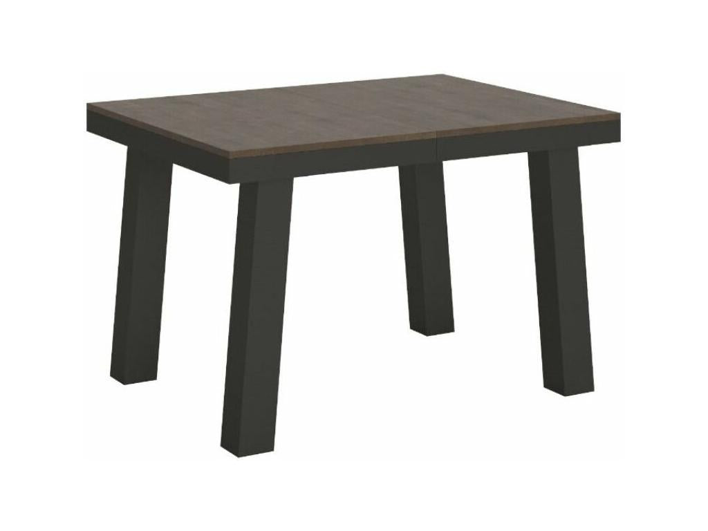 Table extensible 6 à 16 places L 120 à 380cm bois foncé et cadre métal anthracite Boislis KMZO34920