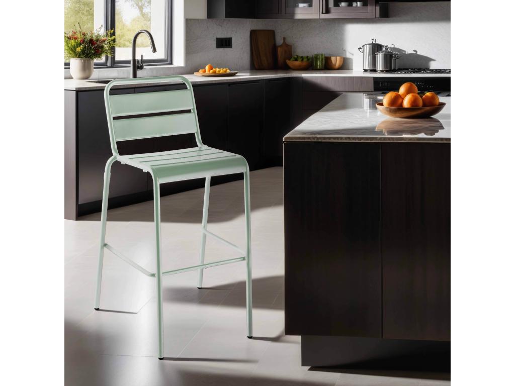 Chaise haute en métal vert sauge - Boislis TQVN37429