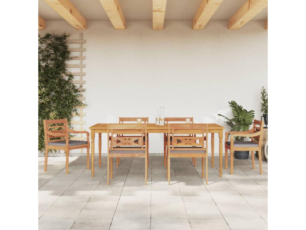 Ensemble à manger de jardin avec coussins gris foncé 7 pcs ZBQO10995