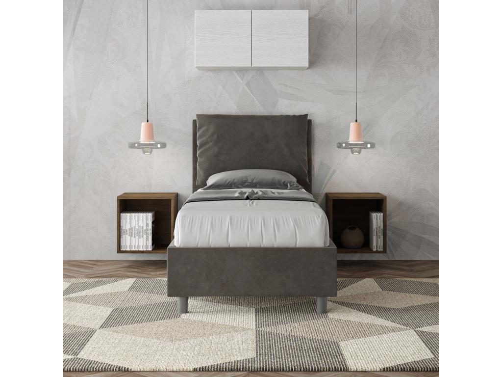 Lit microfibre gris Boislis avec sommier rembourré 80x200 SUVX74014