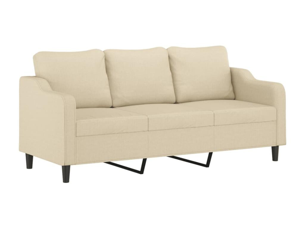 Canapé 3 places avec oreillers décoratifs crème 180 cm tissu ULIQ68641