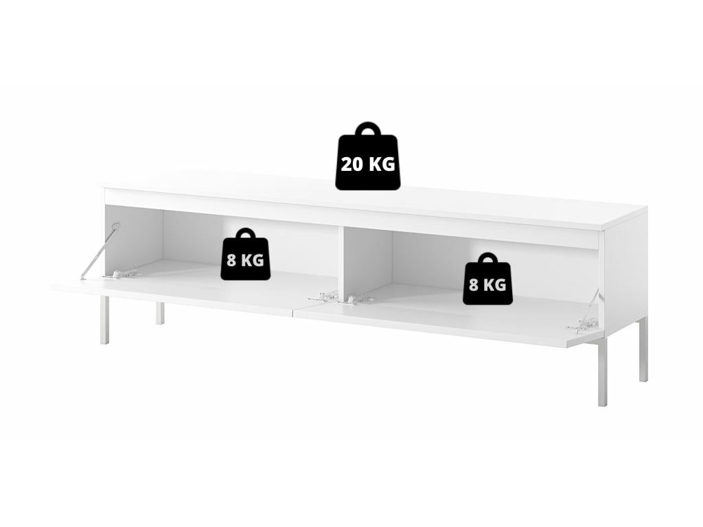 Meuble TV - 150 cm - blanc avec pieds dorés - Boislis NXET53724
