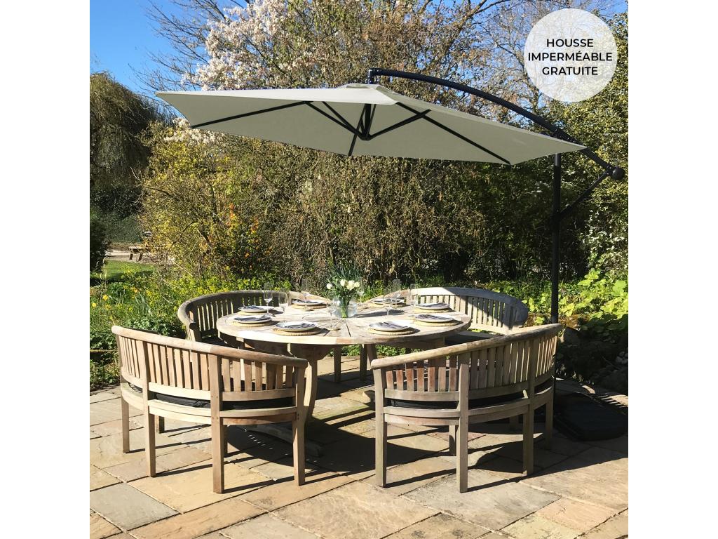 Parasol déporté crème 3m x 3m x 2,5m BOED50137