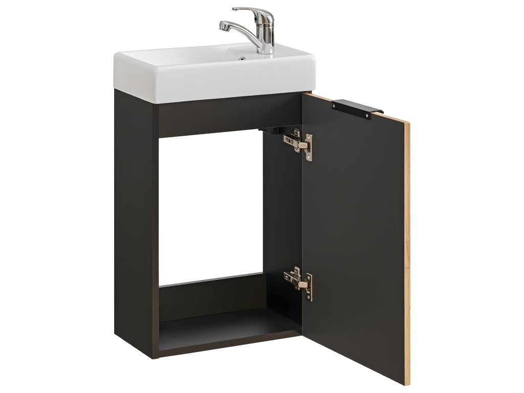Meuble lave-mains 40cm 1 porte Boislis Bois et Noir HAWT85570